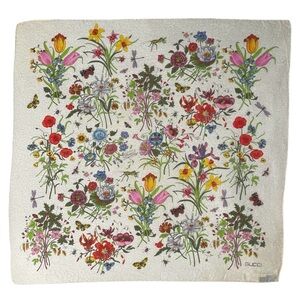 GUCCI Vintage Floral Cotton Scarf